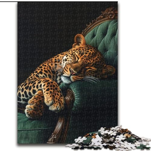 Puzzle für Erwachsene, 1000 Teile, Leopard auf dem Sofa, Puzzle für Erwachsene, 1000 Teile, lustiges Geschenk und Aktivität für zu Hause (Größe 26x38cm) von WGLINGX