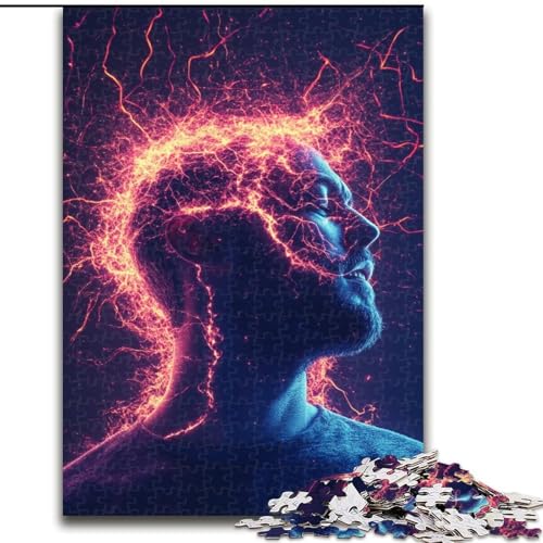 Puzzle für Erwachsene, 1000 Teile, Lightning Brain, Holzpuzzle, interaktives Familienspiel, geeignet für Kinder ab 14 Jahren (Größe 50x75cm) von WGLINGX