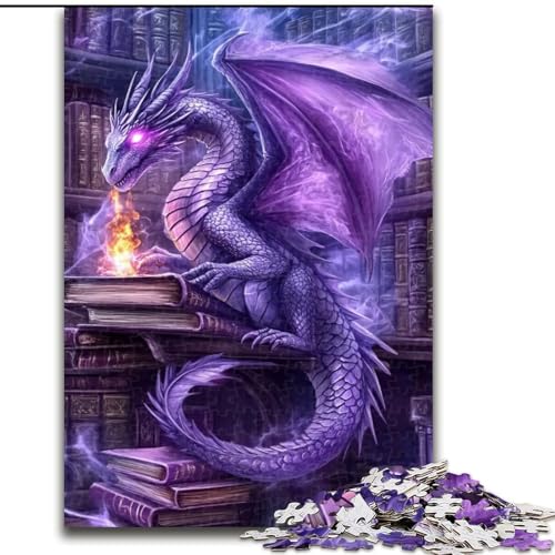 Puzzle für Erwachsene, 1000 Teile, Lila Drache, anspruchsvolle Puzzles, Spaß für die ganze Familie, Basteln, perfekt für Geburtstage, Feiertage (Größe 50x75cm) von WGLINGX