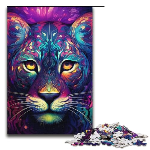 Puzzle für Erwachsene, 1000 Teile, Lila Leopard, Puzzle für Erwachsene, Papppuzzle, anspruchsvolles Spiel, 14,96 x 10,24 Zoll von WGLINGX