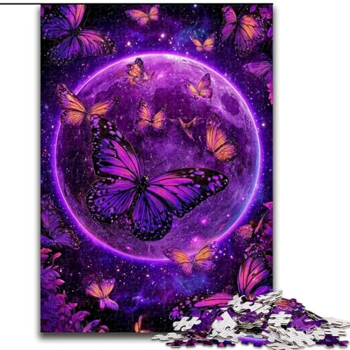 Puzzle für Erwachsene, 1000 Teile, Lila Schmetterlingsplanet, 1000 Teile Puzzle für Erwachsene, Lernspiel, Herausforderungsspielzeug (Größe 26x38cm) von WGLINGX