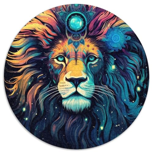 Puzzle für Erwachsene, 1000 Teile, Löwe, rund, Papierpuzzle, Stressabbau für Teenager, Cooles, einzigartiges Geschenk für die Familie (67,5 x 67,5 cm) von WGLINGX