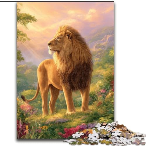 Puzzle für Erwachsene, 1000 Teile, Löwe auf der Wiese, Puzzle 1000 Teile, Heimdekorationsgeschenk, Denkspiel (Größe 26x38cm) von WGLINGX