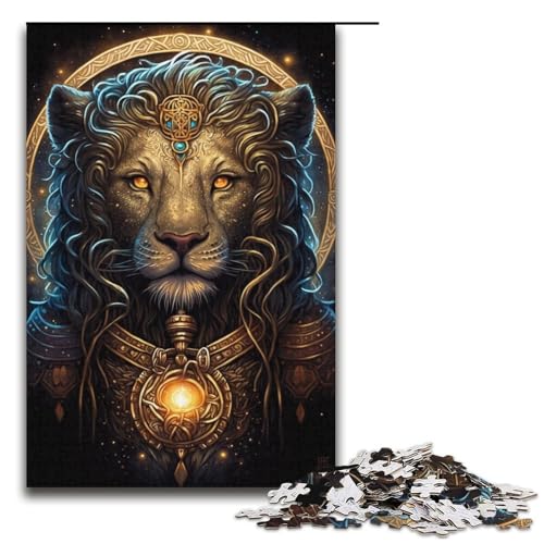 Puzzle für Erwachsene, 1000 Teile, Löwen-Puzzle, Lernspiel, Herausforderungsspielzeug, tolle Geschenke zu Weihnachten (Größe 38 x 26 cm) von WGLINGX