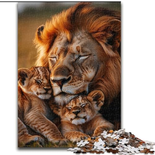 Puzzle für Erwachsene, 1000 Teile, Löwenfamilie, Holzpuzzle, interaktives Familienspiel, geeignet für Kinder ab 14 Jahren (Größe 50x75cm) von WGLINGX