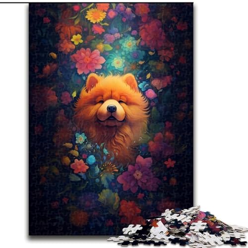 Puzzle für Erwachsene, 1000 Teile, Löwenhaarhund in den Blumen, Puzzle für Erwachsene, anspruchsvolles Denkspiel für Teenager, perfekt als Heimdekoration oder Geschenk, Größe 26x38cm von WGLINGX