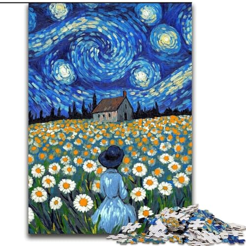 Puzzle für Erwachsene, 1000 Teile, Löwenzahn unter dem Nachthimmel, Papppuzzle, Denkspiel für Teenager, Spieleabend mit der Familie (Größe 26x38cm) von WGLINGX