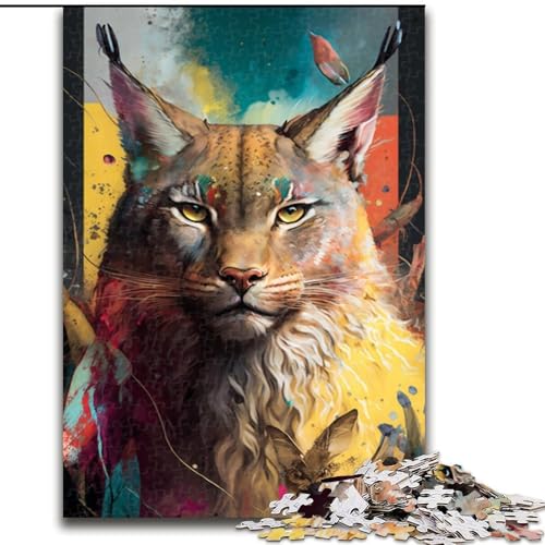Puzzle für Erwachsene, 1000 Teile, Luchs-Gemälde, Holzpuzzle, ideal als Dekoration für Zuhause und Büro, Geburtstag (Größe 50x75cm) von WGLINGX
