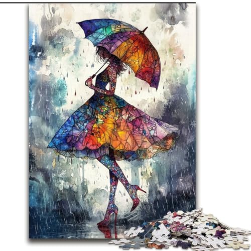 Puzzle für Erwachsene, 1000 Teile, Mädchen mit Regenschirm, 1000-teiliges Puzzle, interaktives Familienspiel, Denksportaufgabe als Geschenk, Lernspielzeug (Größe 50x75cm) von WGLINGX