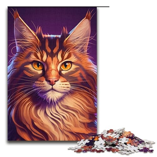 Puzzle für Erwachsene, 1000 Teile, Maine-Coon-Spielzeug, Denkspiel, Spaß bei Aktivitäten zu Hause, Geburtstagsgeschenk, Reisegeschenk (Größe 38 x 26 cm) von WGLINGX