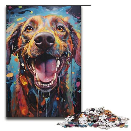 Puzzle für Erwachsene, 1000 Teile, Malen, Farb-Hundepuzzle für Erwachsene, Papierpuzzle, Lernspiel (Größe 38 x 26 cm) von WGLINGX
