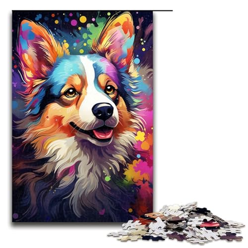 Puzzle für Erwachsene, 1000 Teile, Malen, Farbe, Corgi-Hundespielzeug, Denkspiel, Spaß bei Aktivitäten zu Hause, Geburtstagsgeschenk, Reisegeschenk (Größe 50 x 75 cm) von WGLINGX