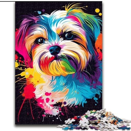 Puzzle für Erwachsene, 1000 Teile, Malteser-Hundekunst, Holzpuzzle, DIY-Heimdekoration, Denkspiel für Teenager (Größe 50x75cm) von WGLINGX