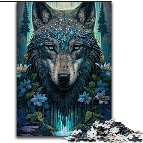 Puzzle für Erwachsene, 1000 Teile, Mandala-Wolf im Dschungel, Puzzles für Erwachsene, Geschenk, DIY-Spaß, geeignet für die Dekoration von Zuhause, Wohnzimmer, Büro, Größe 26x38cm von WGLINGX
