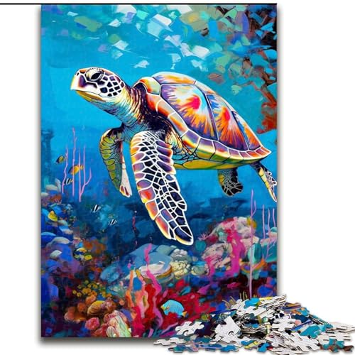 Puzzle für Erwachsene, 1000 Teile, Meeresschildkröten-Symphonie, Puzzle für Erwachsene, anspruchsvolles Denkspiel für Teenager, perfekt als Heimdekoration oder Geschenk, Größe 26x38cm von WGLINGX