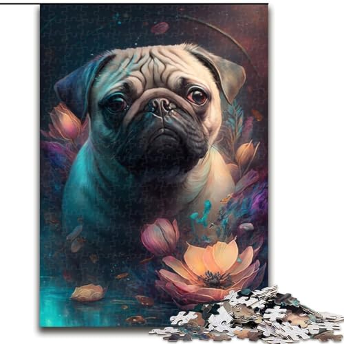 Puzzle für Erwachsene, 1000 Teile, Mops-Malerei, schwierige Puzzles für Erwachsene, Lernspiele, Heimdekoration (Größe 50x75cm) von WGLINGX