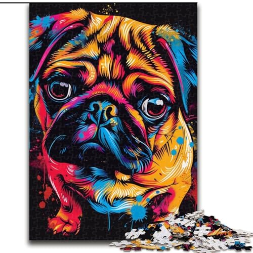 Puzzle für Erwachsene, 1000 Teile, Mops-Puzzle aus Pappe, pädagogisches und unterhaltsames Indoor-Spiel zur Heimdekoration (Größe 26x38cm) von WGLINGX