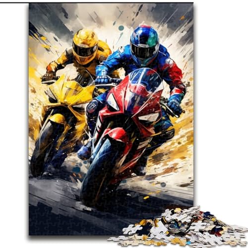Puzzle für Erwachsene, 1000 Teile, Motorrad-Puzzle, anspruchsvolles DIY-Denkspiel, interaktives Familienspiel (Größe 26x38cm) von WGLINGX