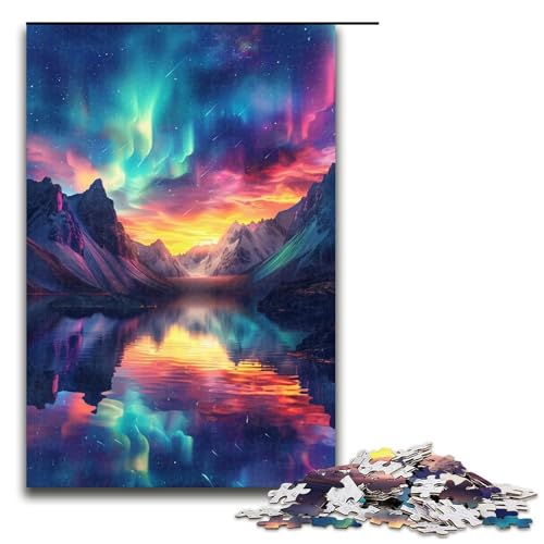 Puzzle für Erwachsene, 1000 Teile, Mountain Aurora-Puzzle für Erwachsene, Holzpuzzle, Lernspiel (Größe 50 x 75 cm) von WGLINGX