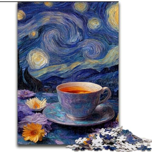 Puzzle für Erwachsene, 1000 Teile, Nachthimmel-Kaffee, Holzpuzzle, interaktives Familienspiel, geeignet für Kinder ab 14 Jahren (Größe 50x75cm) von WGLINGX