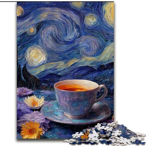 Puzzle für Erwachsene, 1000 Teile, Nachthimmel-Kaffee, Puzzles für Erwachsene 1000 für Teenager, Familien-Lernspiele, Heimdekoration, Geschenk (Größe 26x38cm) von WGLINGX