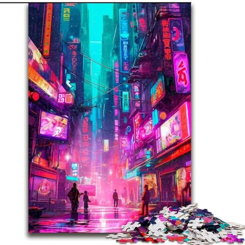 Puzzle für Erwachsene, 1000 Teile, Nachtstadtlandschaft, Karton-Puzzle, DIY-Heimdekoration, Denkspiel für Teenager (Größe 26x38cm) von WGLINGX
