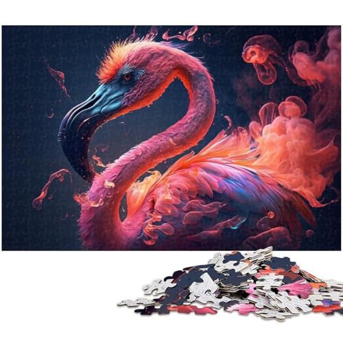 Puzzle für Erwachsene, 1000 Teile, Nebel-Flamingo, Lernspiele, Heimdekoration, Puzzle, Künstlersammlung (Größe 50 x 75 cm) von WGLINGX