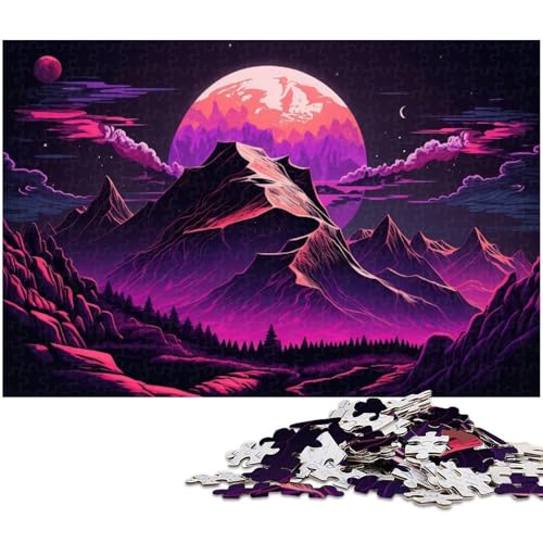 Puzzle für Erwachsene, 1000 Teile, Neon-Berg-Puzzle für Erwachsene, Holzpuzzle, Heimkunst-Dekor (Größe 50 x 75 cm) von WGLINGX
