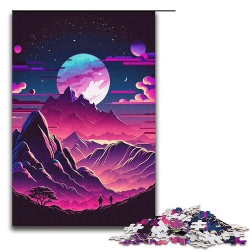 Puzzle für Erwachsene, 1000 Teile, Neon-Berg-Puzzle für Erwachsene, Papierpuzzle, tolle Geschenke zu Weihnachten (Größe 38 x 26 cm) von WGLINGX