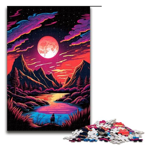 Puzzle für Erwachsene, 1000 Teile, Neon-Berg-Puzzles für Erwachsene, Holzpuzzle, tolle Geschenke zu Weihnachten (Größe 50 x 75 cm) von WGLINGX