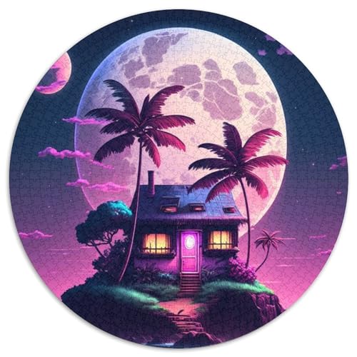 Puzzle für Erwachsene, 1000 Teile, Neon Island House, runde Puzzles 1000 Teile für Erwachsene, Gehirn-Herausforderungsgeschenk, pädagogische Aktivität für Teenager, 1000 Teile (67,5x67,5cm) von WGLINGX