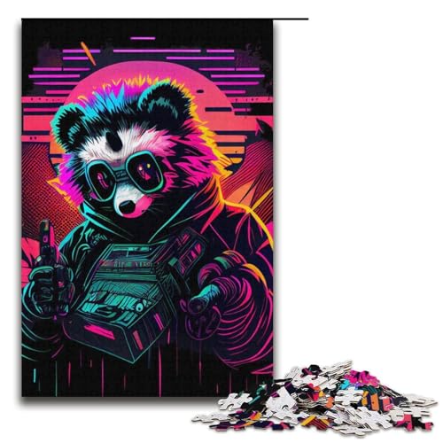 Puzzle für Erwachsene, 1000 Teile, Neon-Panda-Spielzeug, Denkspiel, Spaß bei Aktivitäten zu Hause, Geburtstagsgeschenk, Reisegeschenk (Größe 38 x 26 cm) von WGLINGX