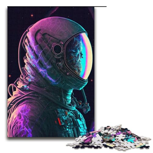 Puzzle für Erwachsene, 1000 Teile, Neon-Raumfahrer-Spielzeug, Denkspiel, Spaß für zu Hause, Geburtstagsgeschenk, Reisegeschenk (Größe 38 x 26 cm) von WGLINGX