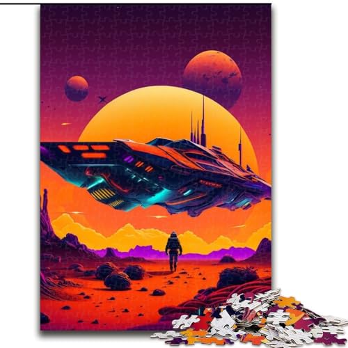 Puzzle für Erwachsene, 1000 Teile, Neon-Raumschiff, unmögliches Puzzle für Erwachsene, Kinder ab 14 Jahren (Größe 26x38cm) von WGLINGX