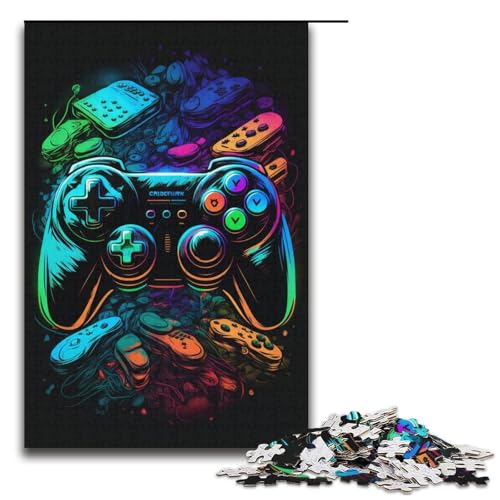 Puzzle für Erwachsene, 1000 Teile, Neon-Spiel, Puzzle für Erwachsene, Papierpuzzle, Lernspiel (Größe 38 x 26 cm) von WGLINGX