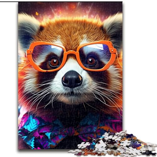Puzzle für Erwachsene, 1000 Teile, Neonbrille, Panda, Kartonpuzzle, pädagogisches und unterhaltsames Indoor-Spiel zur Heimdekoration (Größe 26x38cm) von WGLINGX
