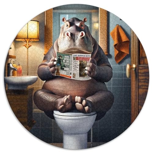 Puzzle für Erwachsene, 1000 Teile, Nilpferd auf der Toilette, Puzzles für Erwachsene für Jugendliche, Lernspiele, Geschenke (67,5x67,5cm) von WGLINGX