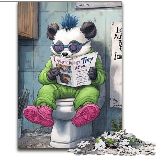 Puzzle für Erwachsene, 1000 Teile, Panda Go Toilet, perfektes Weihnachts- und Neujahrsgeschenk, Feiertagsgeschenk (Größe 26x38cm) von WGLINGX