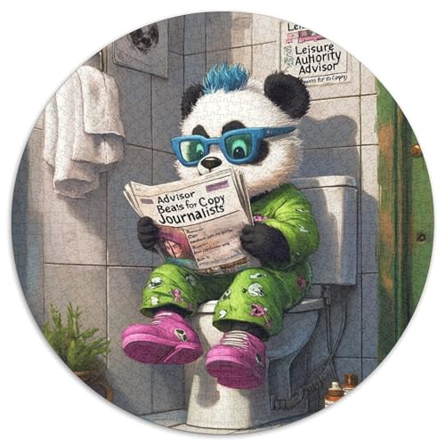 Puzzle für Erwachsene, 1000 Teile, Panda Go Toilet, rund, Puzzle 1000 Teile für Erwachsene, DIY, Heimdekoration, Geschenk, Denkspiel, 1000 Teile (67,5x67,5cm) von WGLINGX