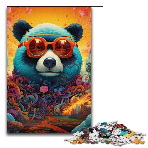 Puzzle für Erwachsene, 1000 Teile, Panda mit Brille, DIY-Puzzle-Spielzeug, einzigartige Heimdekoration und Geschenke, 14,96 x 10,24 Zoll von WGLINGX