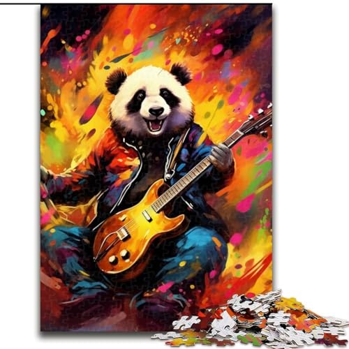 Puzzle für Erwachsene, 1000 Teile, Panda spielt Gitarre, Papppuzzle, anspruchsvolle DIY-Kunst für Enthusiasten, Entspannung (Größe 26x38cm) von WGLINGX