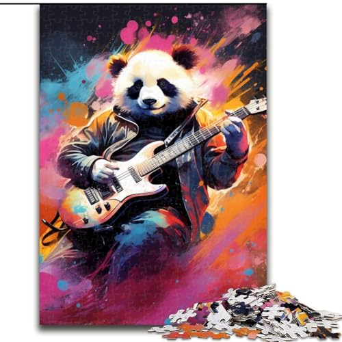 Puzzle für Erwachsene, 1000 Teile, Panda spielt Gitarre, Puzzle 1000 Teile für Erwachsene, Familienaktivitätsspiel für Teenager, anspruchsvolles Denkspiel (Größe 26x38cm) von WGLINGX