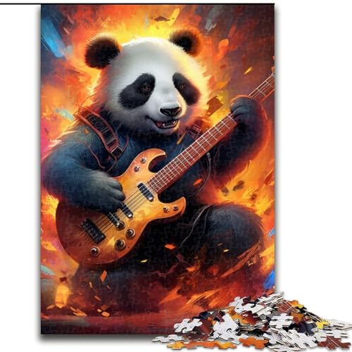 Puzzle für Erwachsene, 1000 Teile, Panda spielt Gitarre, Puzzle 1000 Teile für Erwachsene, Familienaktivitätsspiel für Teenager, anspruchsvolles Denkspiel (Größe 26x38cm) von WGLINGX
