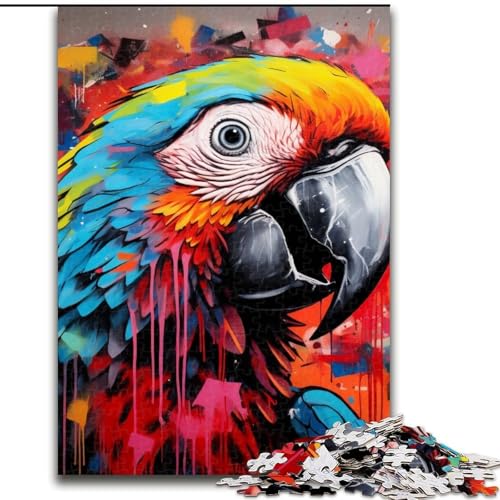 Puzzle für Erwachsene, 1000 Teile, Papageien-Graffiti, anspruchsvolle Puzzles, Geburtstage, Feiertage und Heimdekoration (Größe 50x75cm) von WGLINGX