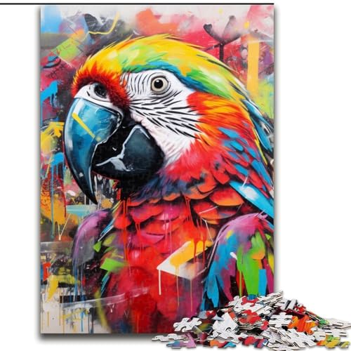 Puzzle für Erwachsene, 1000 Teile, Papageien-Graffiti, anspruchsvolle Puzzles, Geburtstage, Feiertage und Heimdekoration (Größe 50x75cm) von WGLINGX