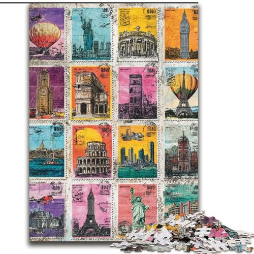 Puzzle für Erwachsene, 1000 Teile, Paris-Collage, Holzpuzzle für Erwachsene, interaktives Familienspiel, Gehirn-Herausforderungsgeschenk (Größe 50x75cm) von WGLINGX