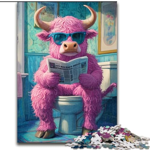 Puzzle für Erwachsene, 1000 Teile, Pink Yak Go Toilet, Puzzle für Geburtstage, Feiertage und besondere Anlässe (Größe 26x38cm) von WGLINGX