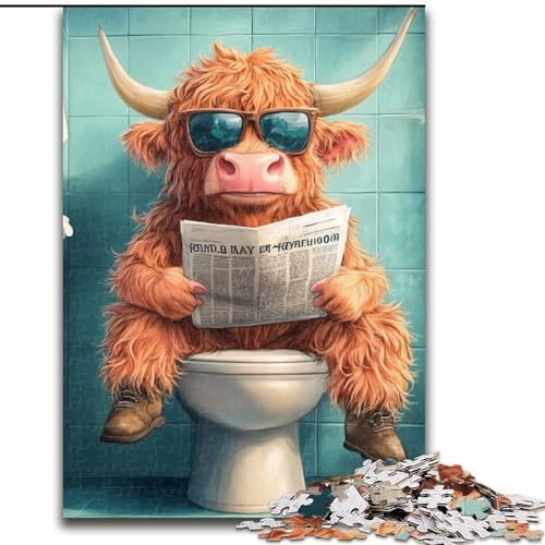 Puzzle für Erwachsene, 1000 Teile, Pink Yak Go Toilet, Puzzle für Geburtstage, Feiertage und besondere Anlässe (Größe 38x26cm) von WGLINGX