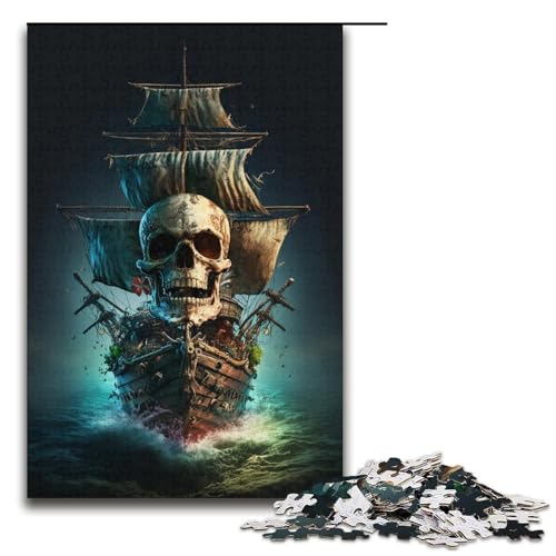 Puzzle für Erwachsene, 1000 Teile, Piratenskelettschiff-Spielzeug, Denkspiel, Spaß für zu Hause, Geburtstagsgeschenk, Reisegeschenk (Größe 38 x 26 cm) von WGLINGX