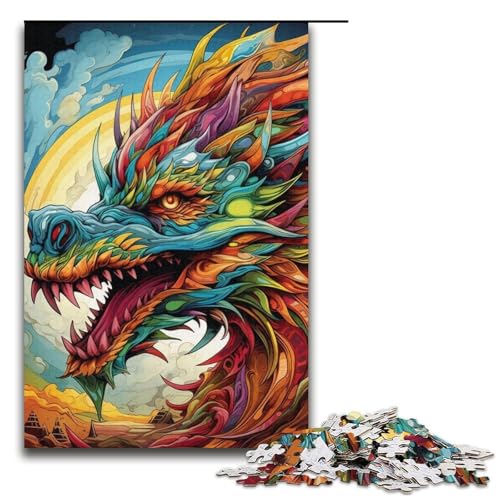 Puzzle für Erwachsene, 1000 Teile, Psychedelic Art Dragon, Puzzle für Erwachsene, Papppuzzle, anspruchsvolles Spiel, 14,96 x 10,24 Zoll von WGLINGX